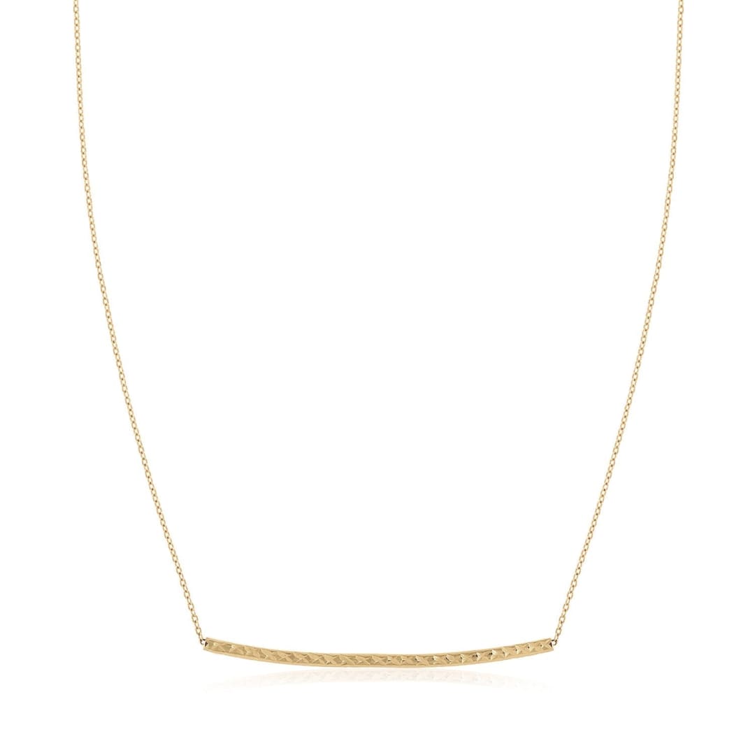 14k Yellow Gold Thin Textured Bar Necklace | Richard Cannon Jewelry