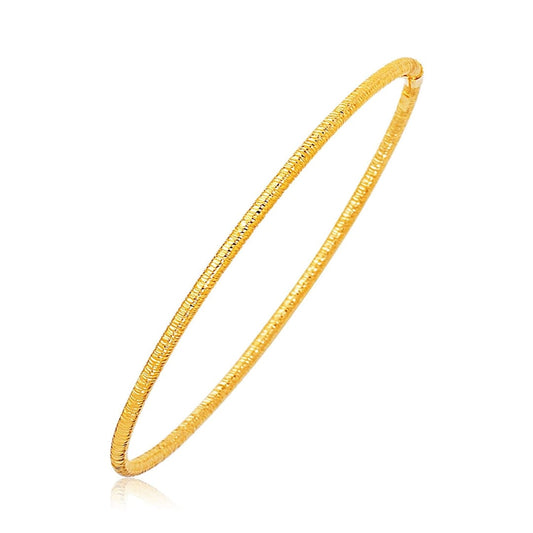 14k Yellow Gold Thin Textured Stackable Bangle | Richard Cannon Jewelry