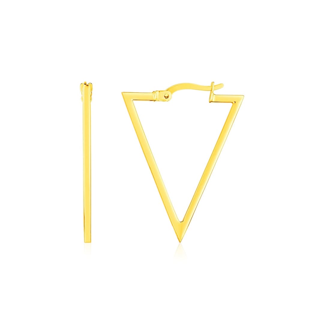 14K Yellow Gold Triangle Hoop Earrings | Richard Cannon Jewelry