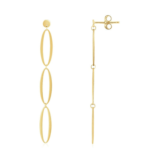 14K Yellow Gold Triple Oval Fancy Drop Earrings | Richard Cannon Jewelry