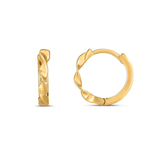 14k Yellow Gold Twist Huggie Hoops | Richard Cannon Jewelry