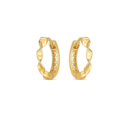 14k Yellow Gold Twist Huggie Hoops | Richard Cannon Jewelry