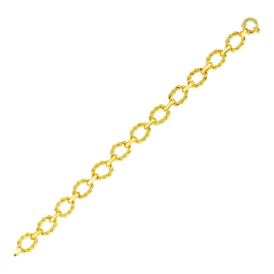 14k Yellow Gold Twisted Oval Link Bracelet | Richard Cannon Jewelry