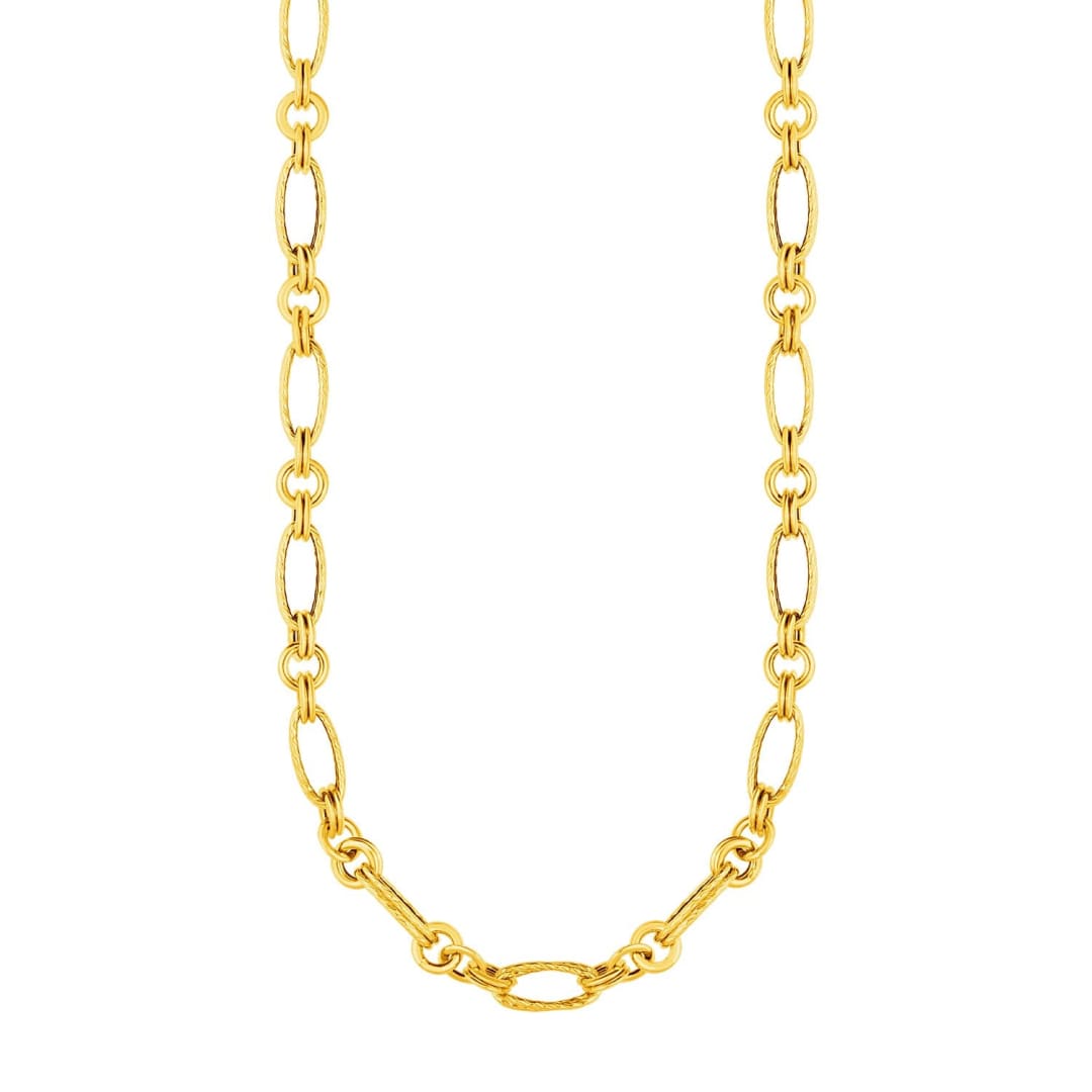 14k Yellow Gold Twisted and Polished Link Necklace | Richard Cannon Jewelry