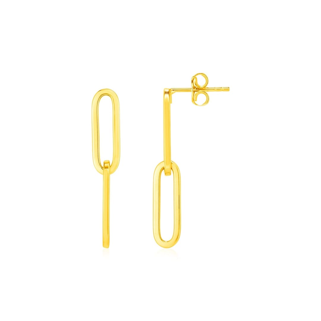 14K Yellow Gold Two Link Paperclip Chain Earrings | Richard Cannon Jewelry