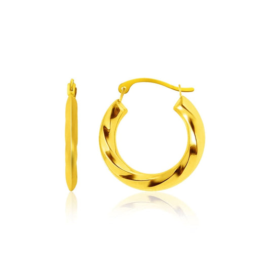 14k Yellow Gold Wavy Texture Hoop Earrings | Richard Cannon Jewelry