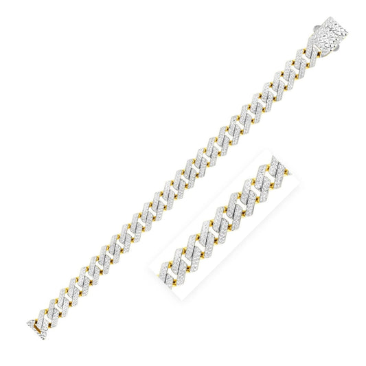 14k Yellow Gold White Pave High Polish Modern Lite Edge Chain (11.5mm) | Richard Cannon