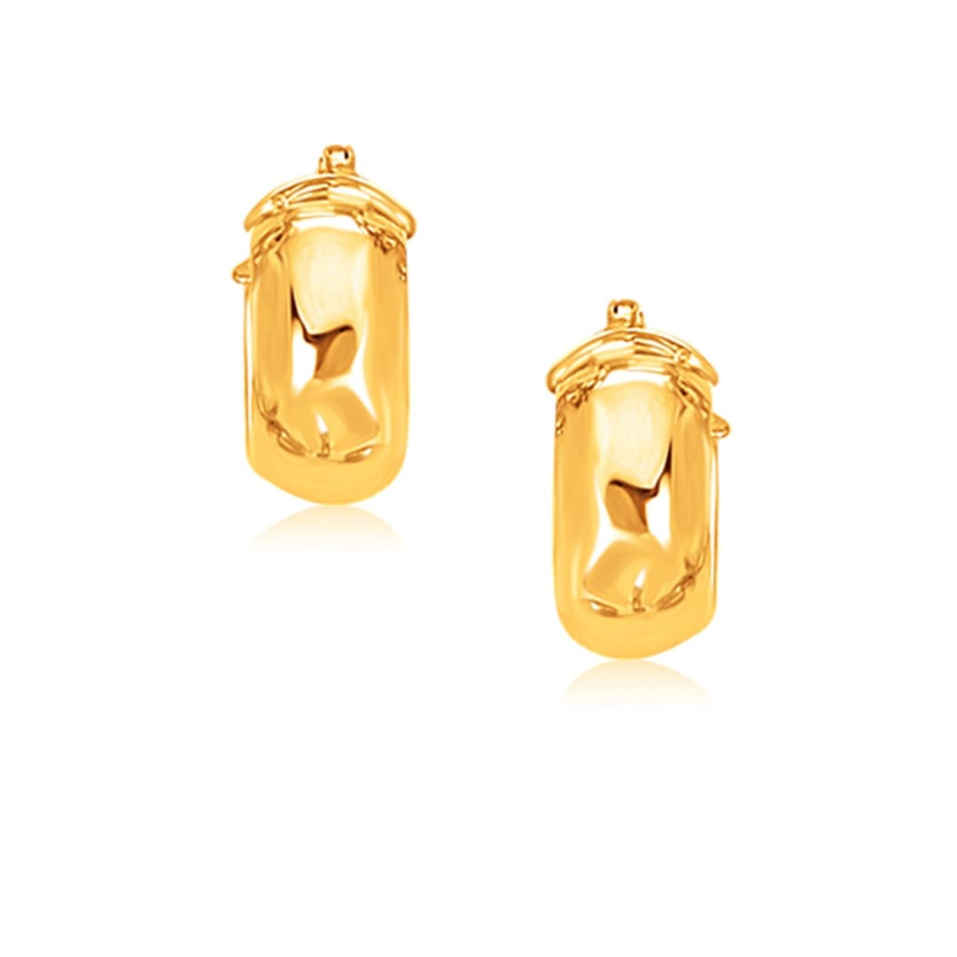 14k Yellow Gold Wide Small Hoop Earrings with Snap Lock | Richard Cannon Jewelry