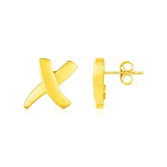 14K Yellow Gold X Earrings | Richard Cannon Jewelry