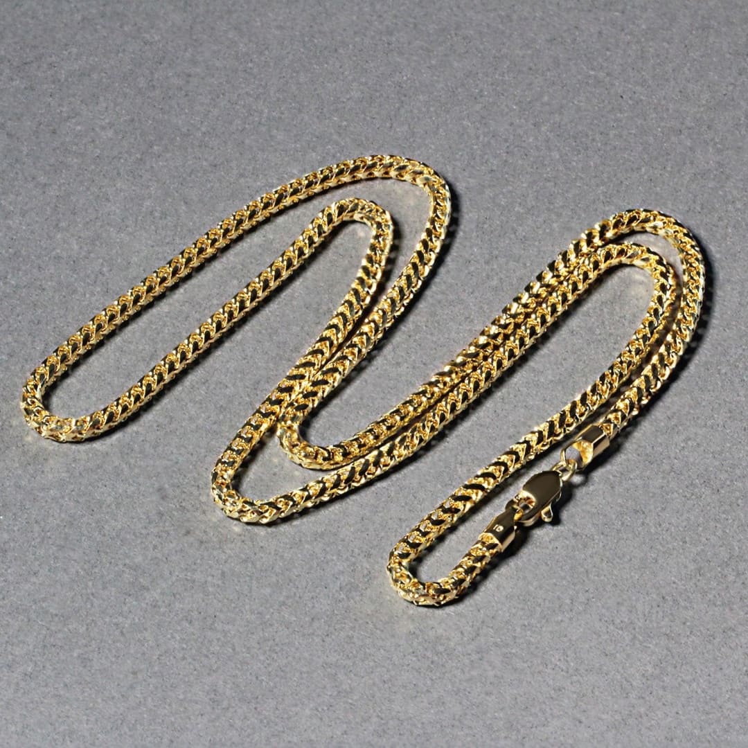 14k Yellow Solid Gold Diamond Cut Round Franco Chain (2.70 mm) | Richard Cannon Jewelry