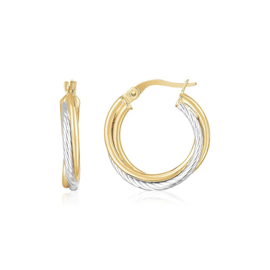 14K Yellow and White Gold Twisted Hoops | Richard Cannon Jewelry
