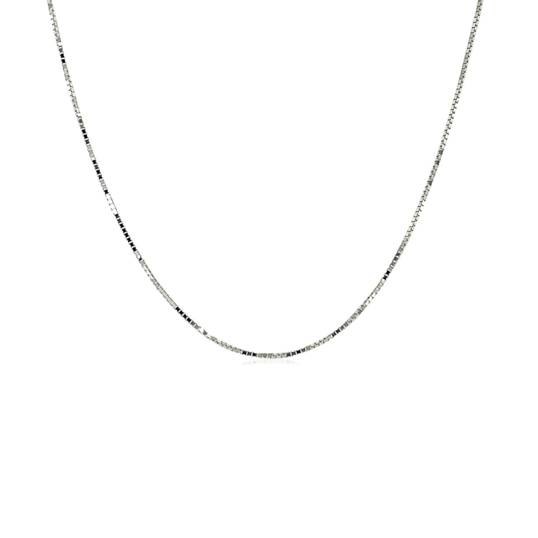 18k White Gold Box Chain 0.6mm | Richard Cannon Jewelry