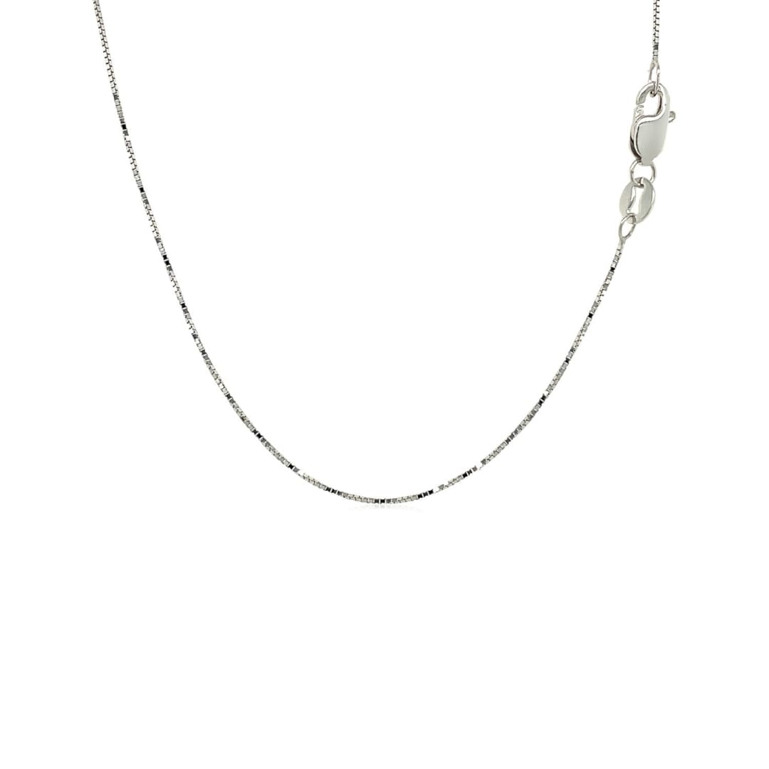 18k White Gold Box Chain 0.6mm | Richard Cannon Jewelry