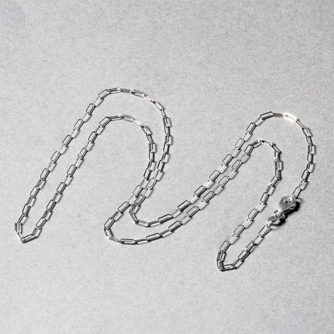 18K White Gold Fine Paperclip Chain (1.5mm) | Richard Cannon Jewelry