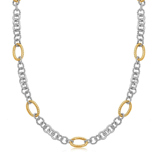 18k Yellow Gold and Sterling Silver Rhodium Plated Multi Style Chain Necklace | Richard
