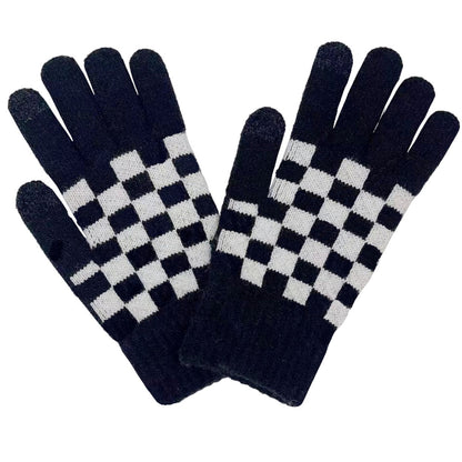 Fashion Week Checkered Cozy Gloves-1