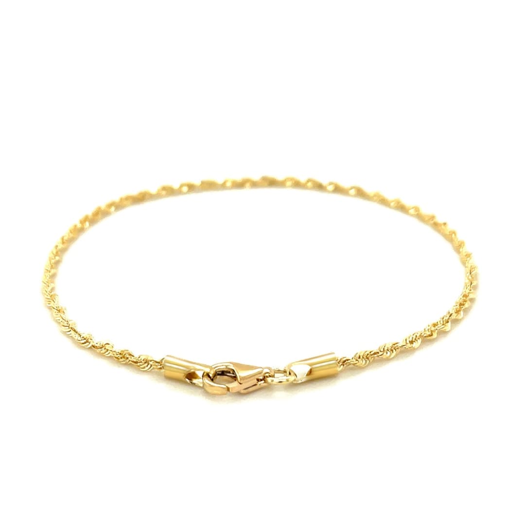 2.0mm 10k Yellow Gold Diamond Cut Rope Anklet | Richard Cannon Jewelry