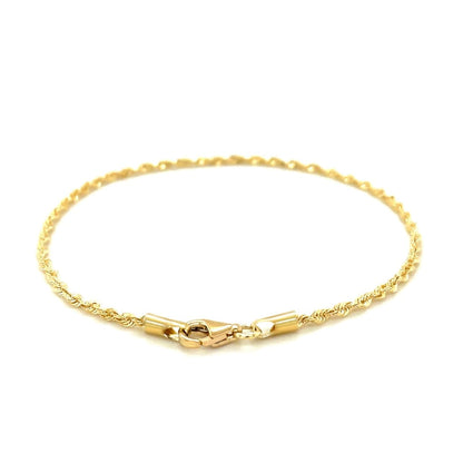 2.0mm 10k Yellow Gold Diamond Cut Rope Anklet | Richard Cannon Jewelry