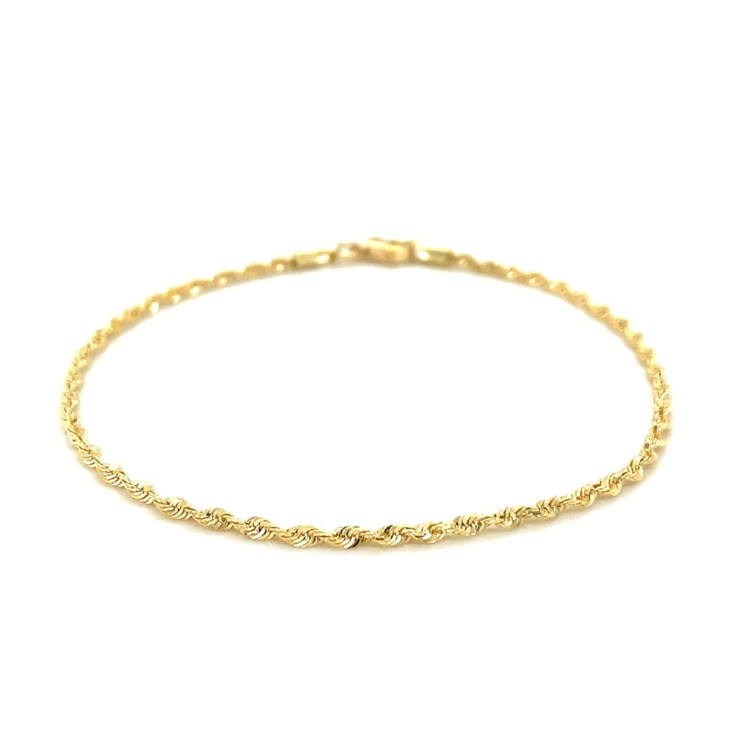 2.0mm 10k Yellow Gold Diamond Cut Rope Anklet | Richard Cannon Jewelry