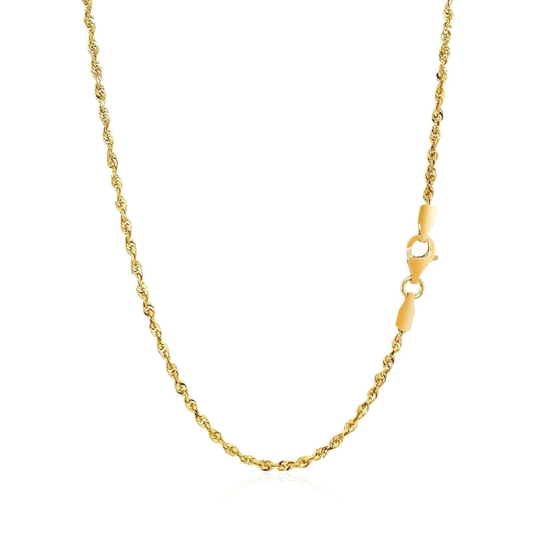 2.0mm 14k Yellow Gold Solid Diamond Cut Rope Chain | Richard Cannon Jewelry