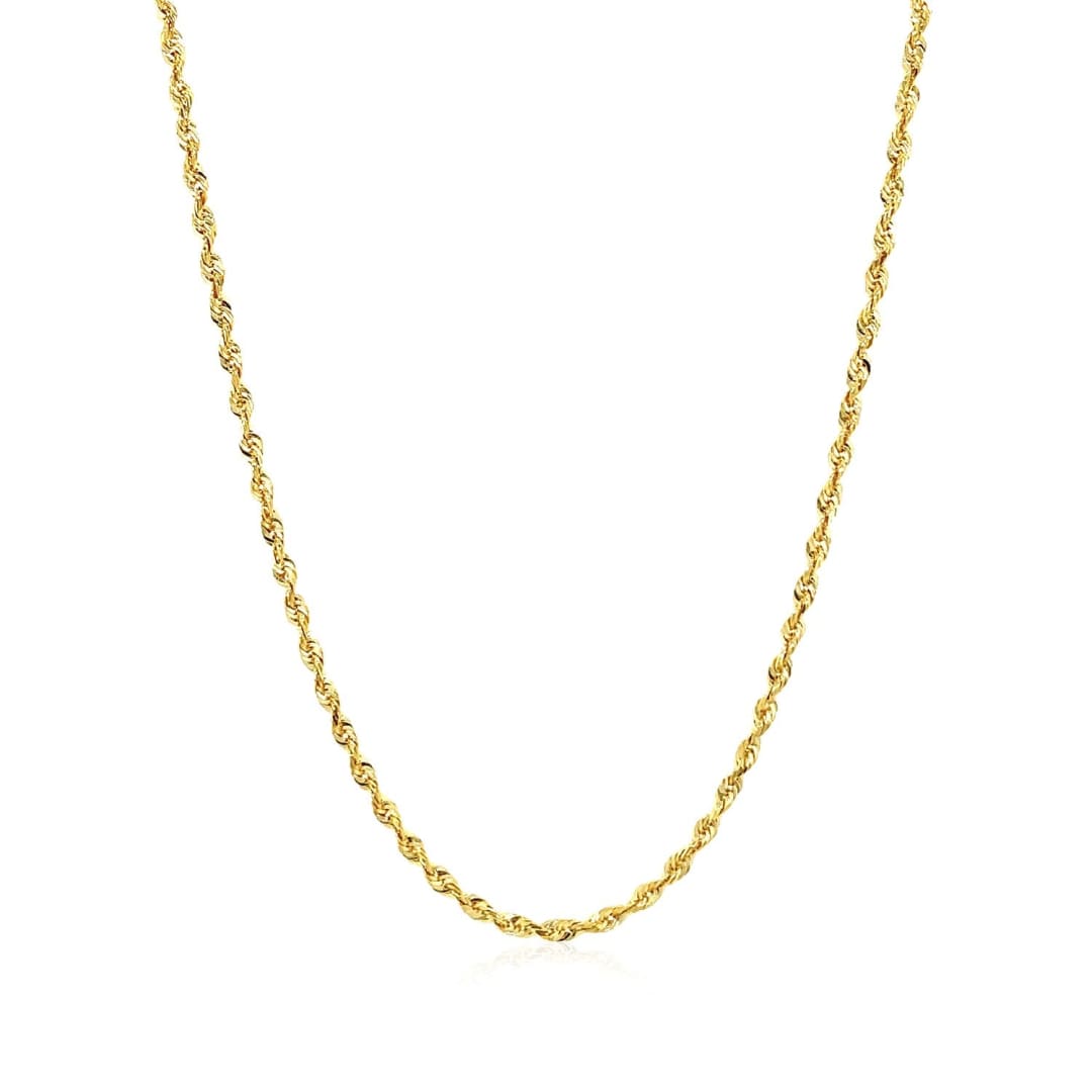 2.0mm 14k Yellow Gold Solid Diamond Cut Rope Chain | Richard Cannon Jewelry