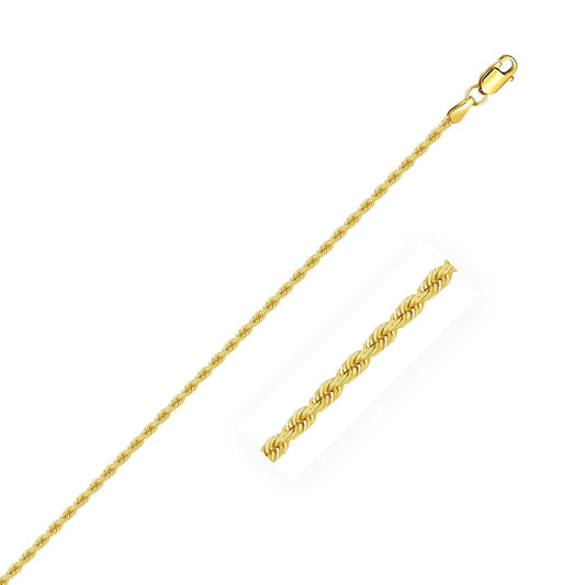 2.0mm 14k Yellow Gold Solid Rope Chain | Richard Cannon Jewelry