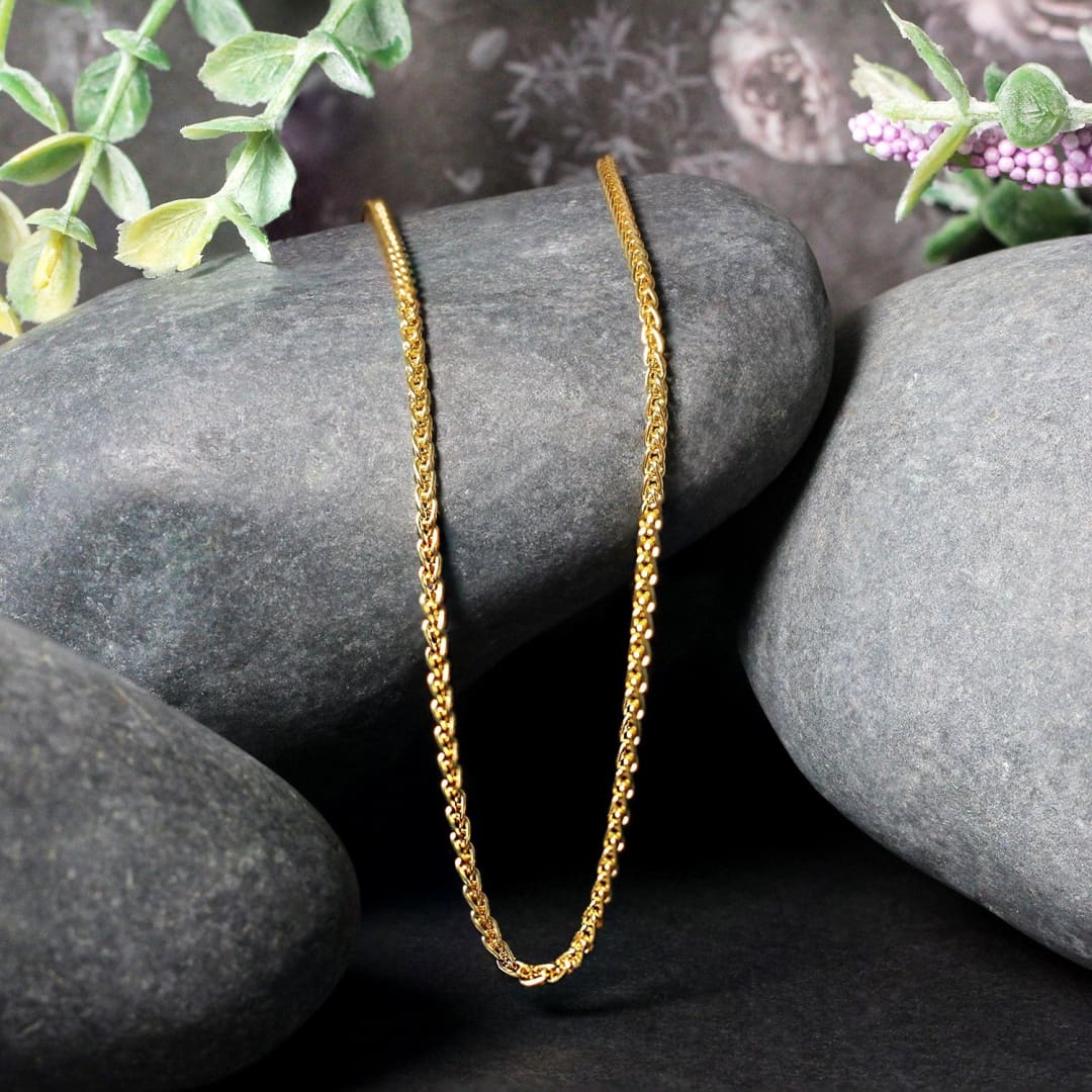 2.1mm 14k Yellow Gold Round Wheat Chain | Richard Cannon Jewelry