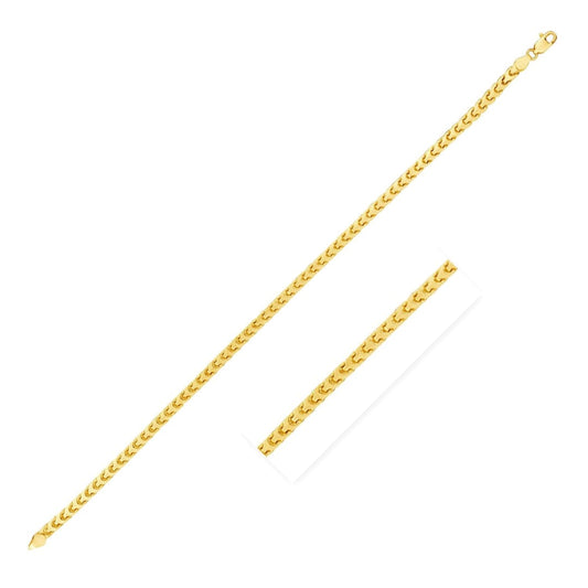 2.2mm 14k Yellow Solid Gold Diamond Cut Round Franco Chain | Richard Cannon Jewelry