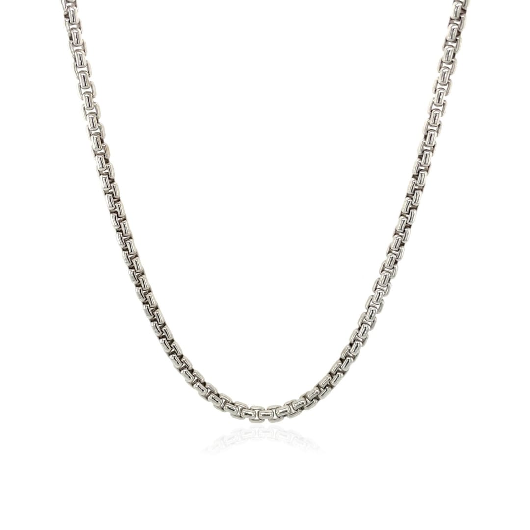 2.2mm Sterling Silver Rhodium Plated Round Box Chain | Richard Cannon Jewelry