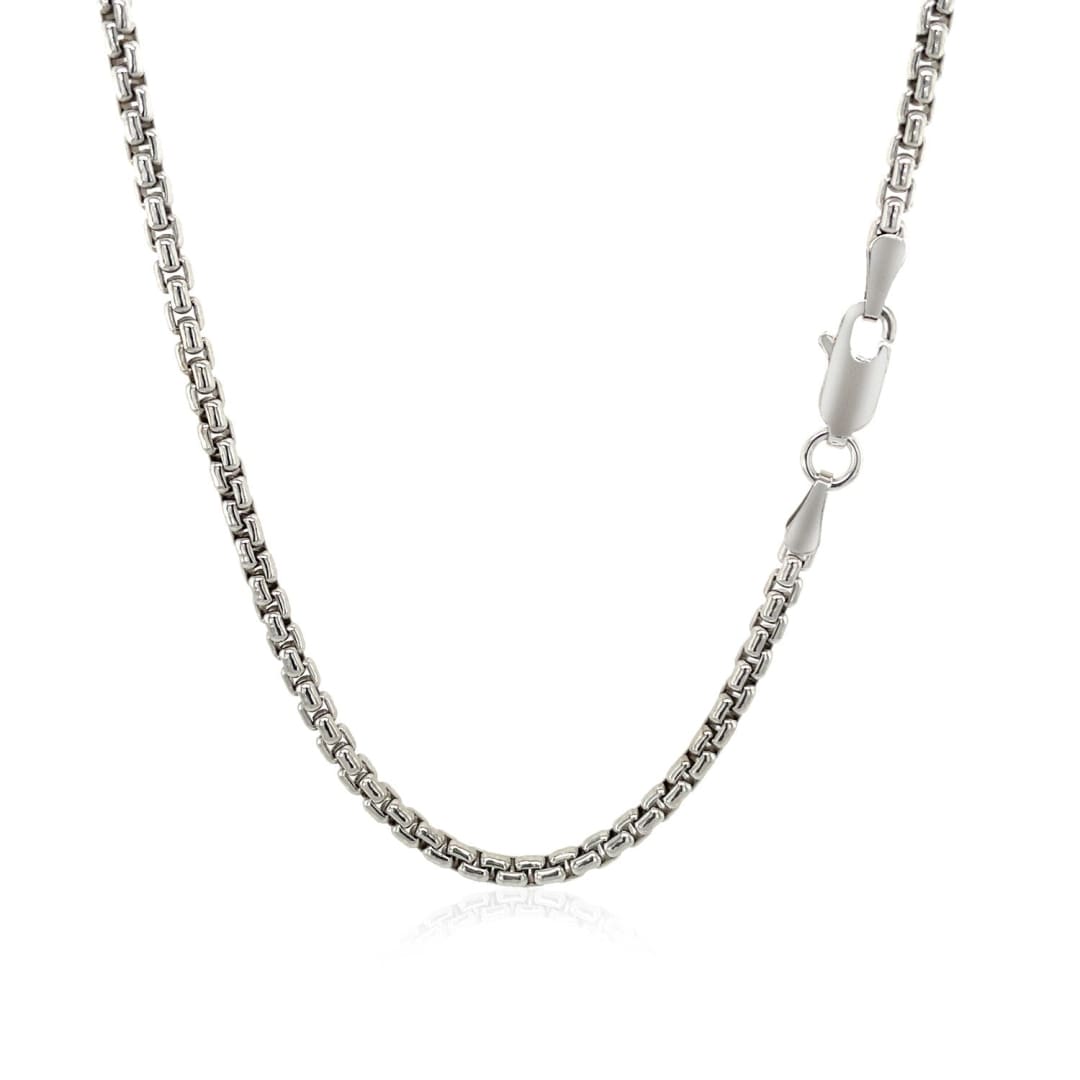 2.2mm Sterling Silver Rhodium Plated Round Box Chain | Richard Cannon Jewelry