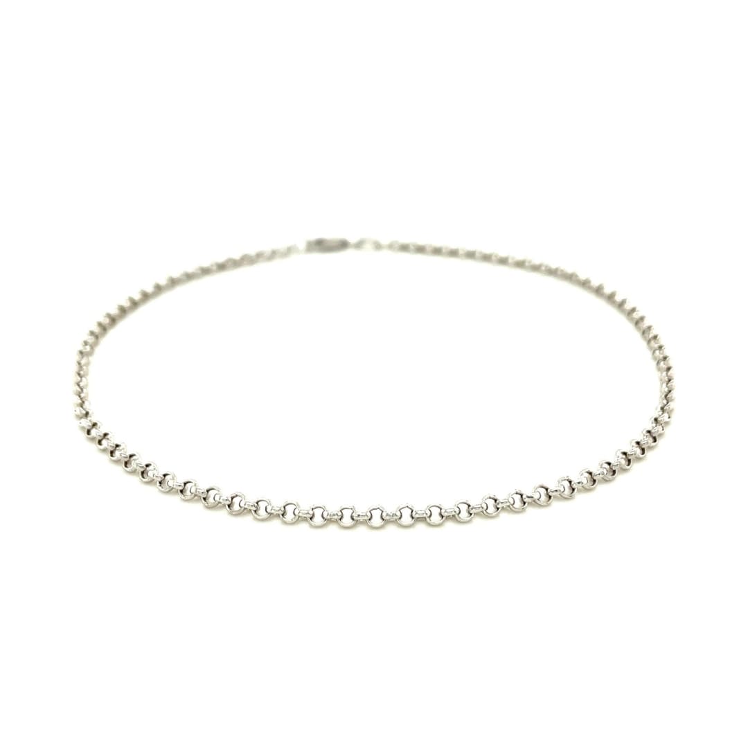 2.3mm 10k White Gold Rolo Anklet | Richard Cannon Jewelry