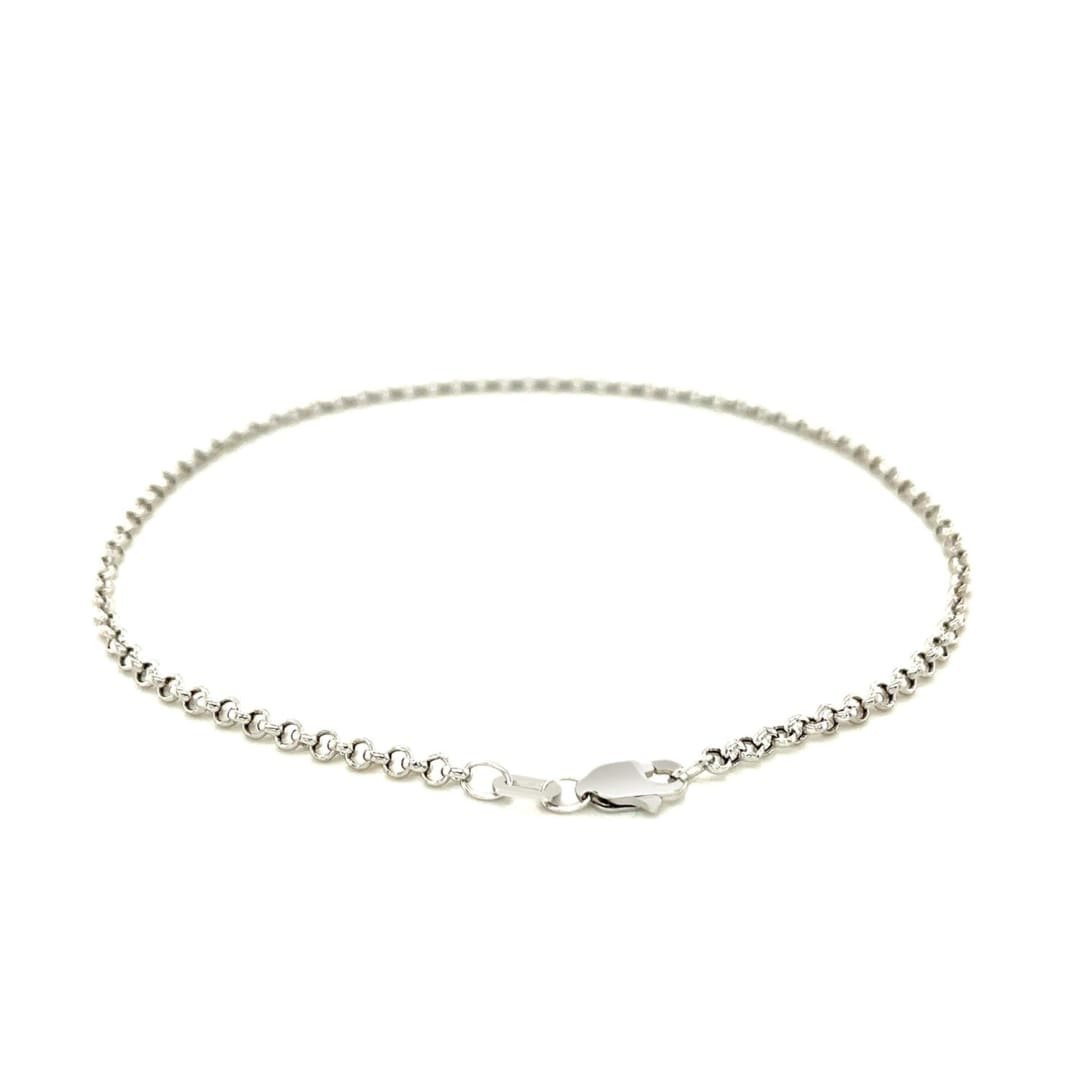 2.3mm 10k White Gold Rolo Anklet | Richard Cannon Jewelry