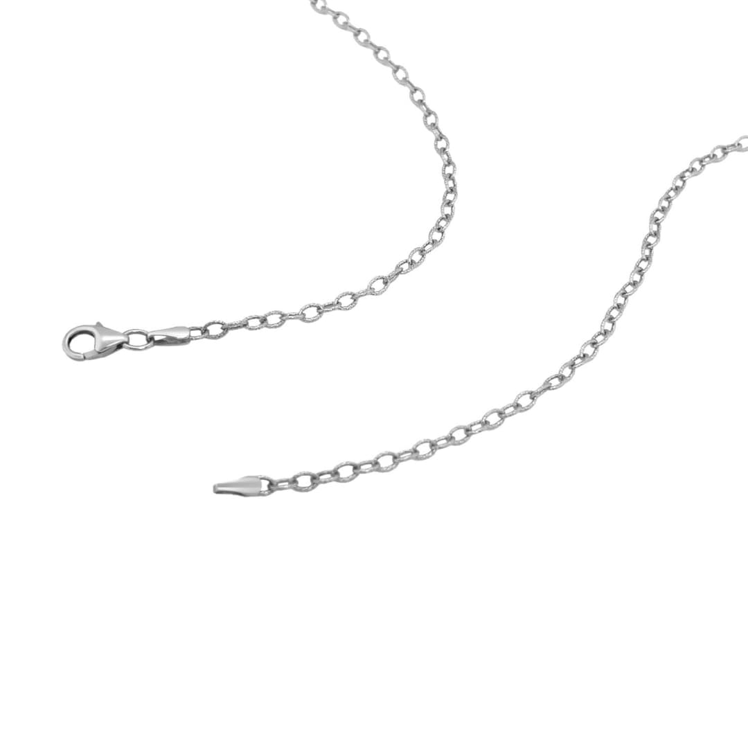 2.5mm 14k White Gold Pendant Chain with Textured Links | Richard Cannon Jewelry