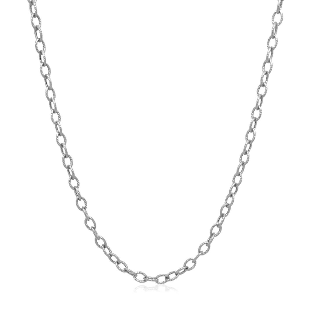 2.5mm 14k White Gold Pendant Chain with Textured Links | Richard Cannon Jewelry