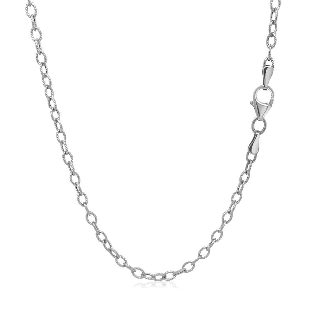 2.5mm 14k White Gold Pendant Chain with Textured Links | Richard Cannon Jewelry