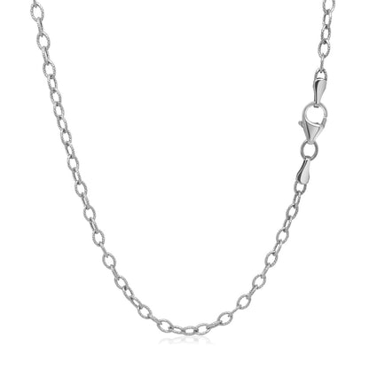 2.5mm 14k White Gold Pendant Chain with Textured Links | Richard Cannon Jewelry