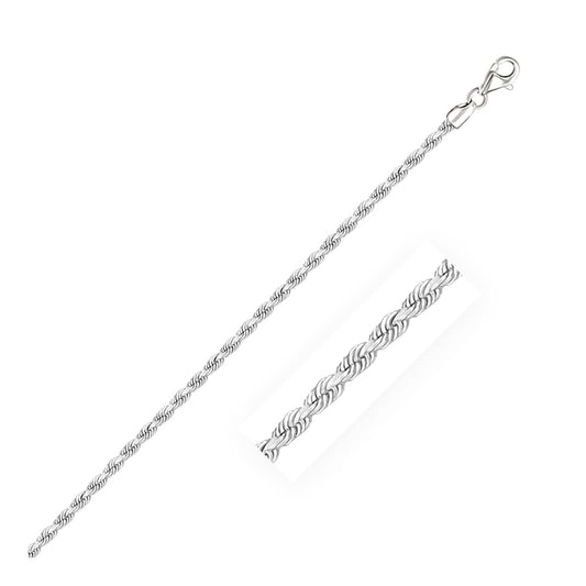 2.5mm 14k White Gold Solid Diamond Cut Rope Bracelet | Richard Cannon Jewelry