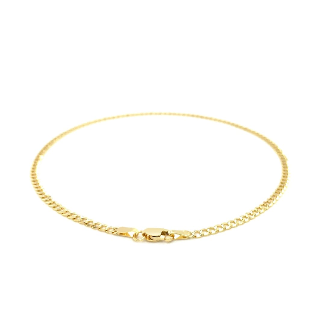 2.5mm 14k Yellow Gold Curb Link Anklet | Richard Cannon Jewelry