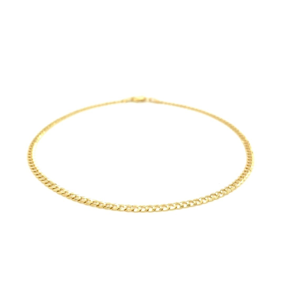 2.5mm 14k Yellow Gold Curb Link Anklet | Richard Cannon Jewelry