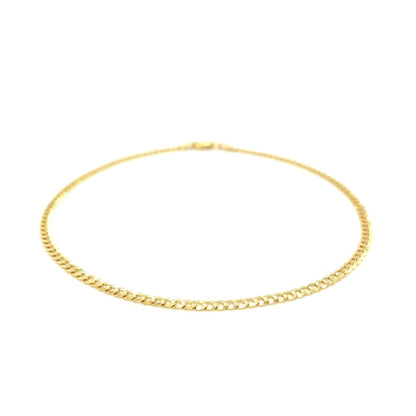 2.5mm 14k Yellow Gold Curb Link Anklet | Richard Cannon Jewelry