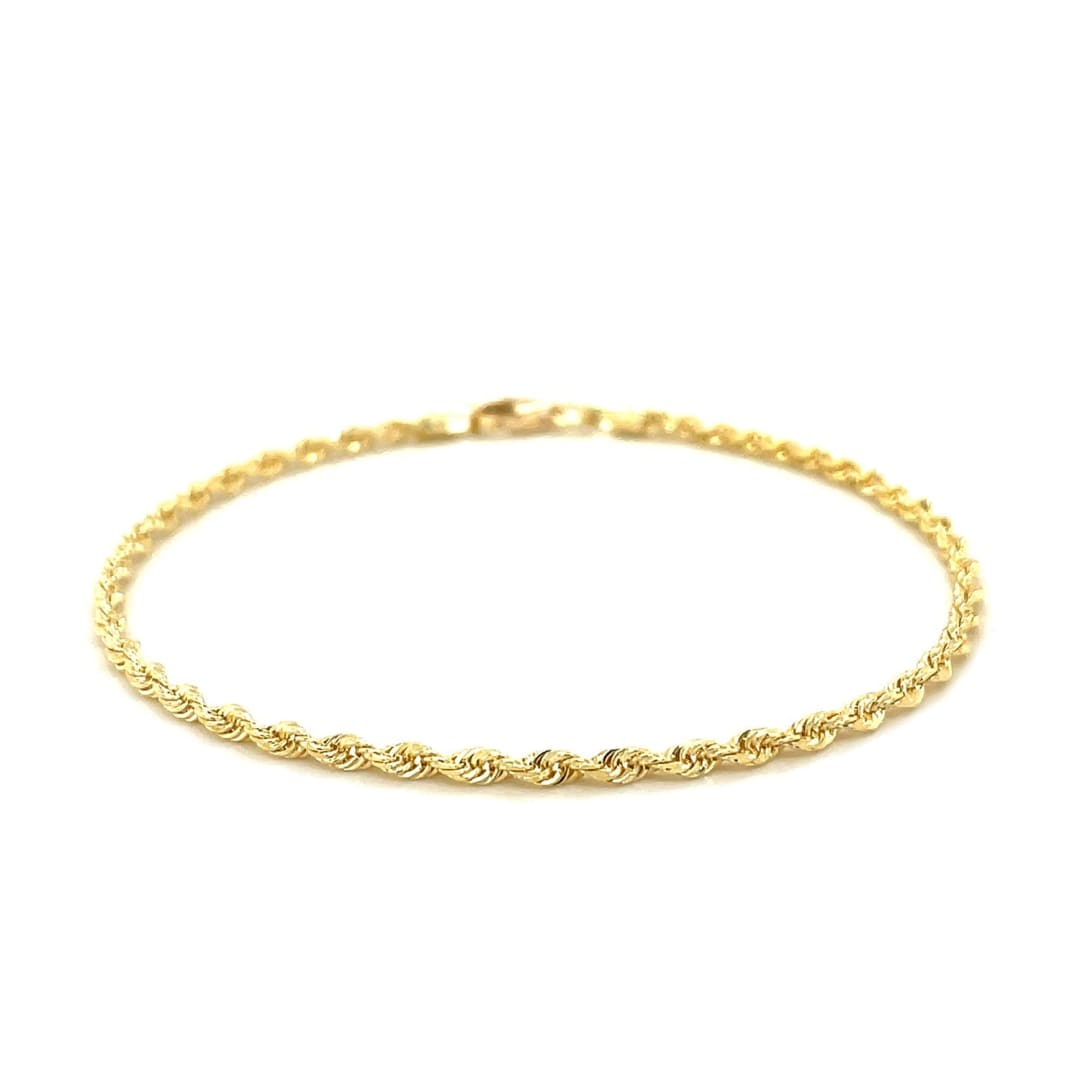 2.5mm 14k Yellow Gold Solid Diamond Cut Rope Bracelet | Richard Cannon Jewelry