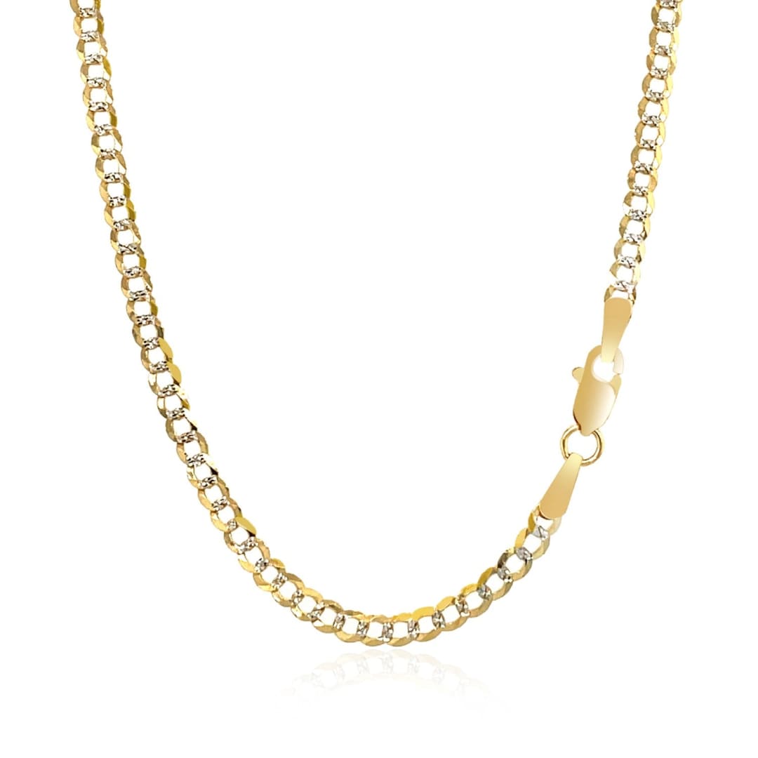 2.6 mm 14k Two Tone Gold Pave Curb Chain | Richard Cannon Jewelry