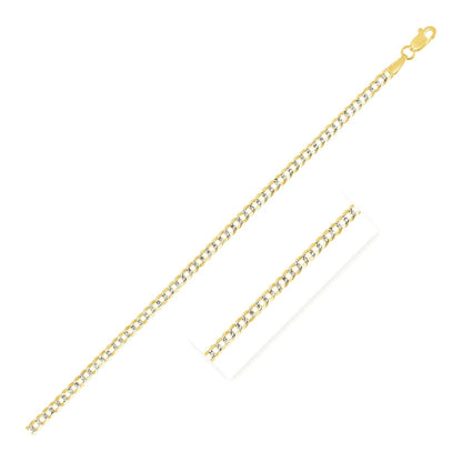 2.6 mm 14k Two Tone Gold Pave Curb Chain | Richard Cannon Jewelry