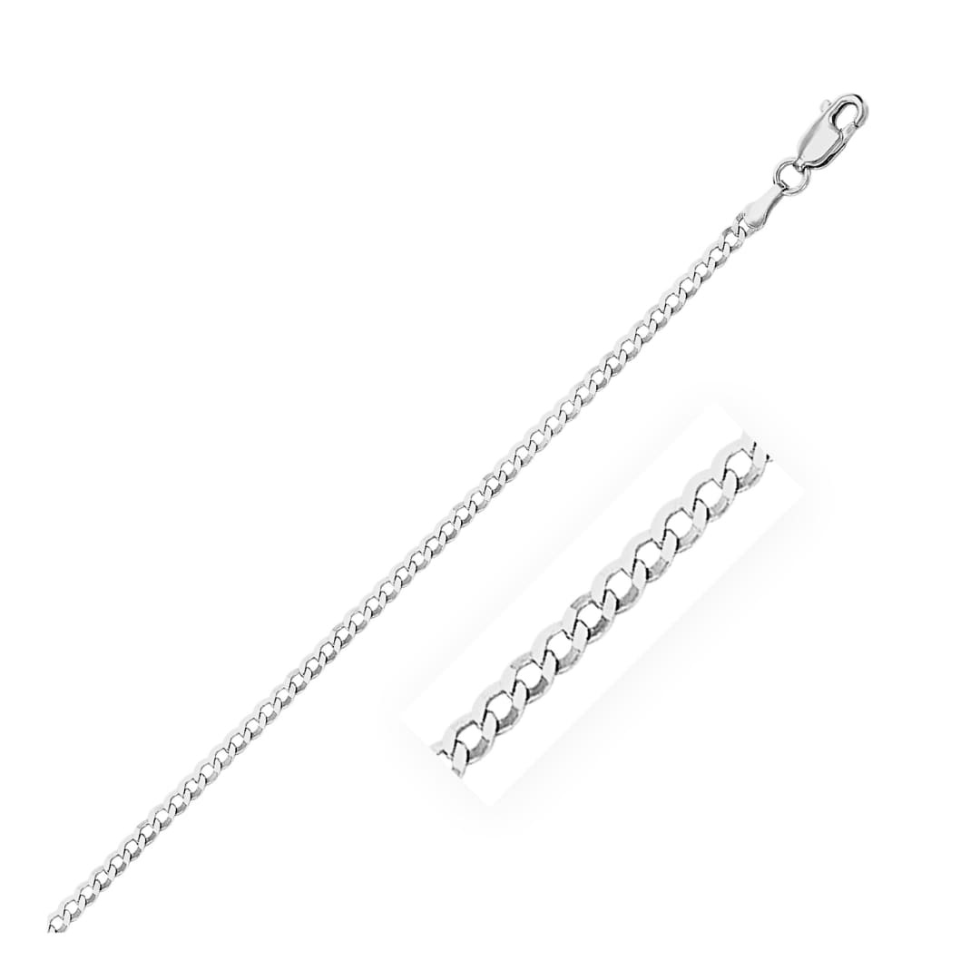 2.6mm 14k White Gold Curb Link Anklet | Richard Cannon Jewelry