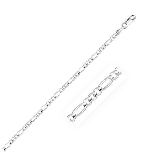 2.6mm 14k White Gold Figaro Anklet | Richard Cannon Jewelry