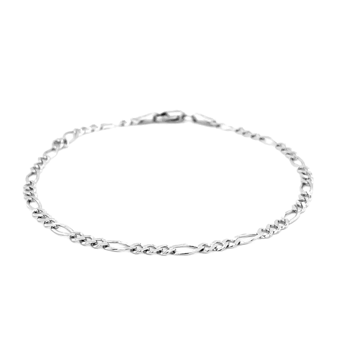 2.6mm 14k White Gold Figaro Anklet | Richard Cannon Jewelry