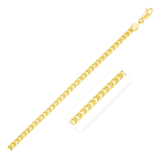 2.7mm 14k Yellow Gold Solid Diamond Cut Round Franco Bracelet | Richard Cannon Jewelry