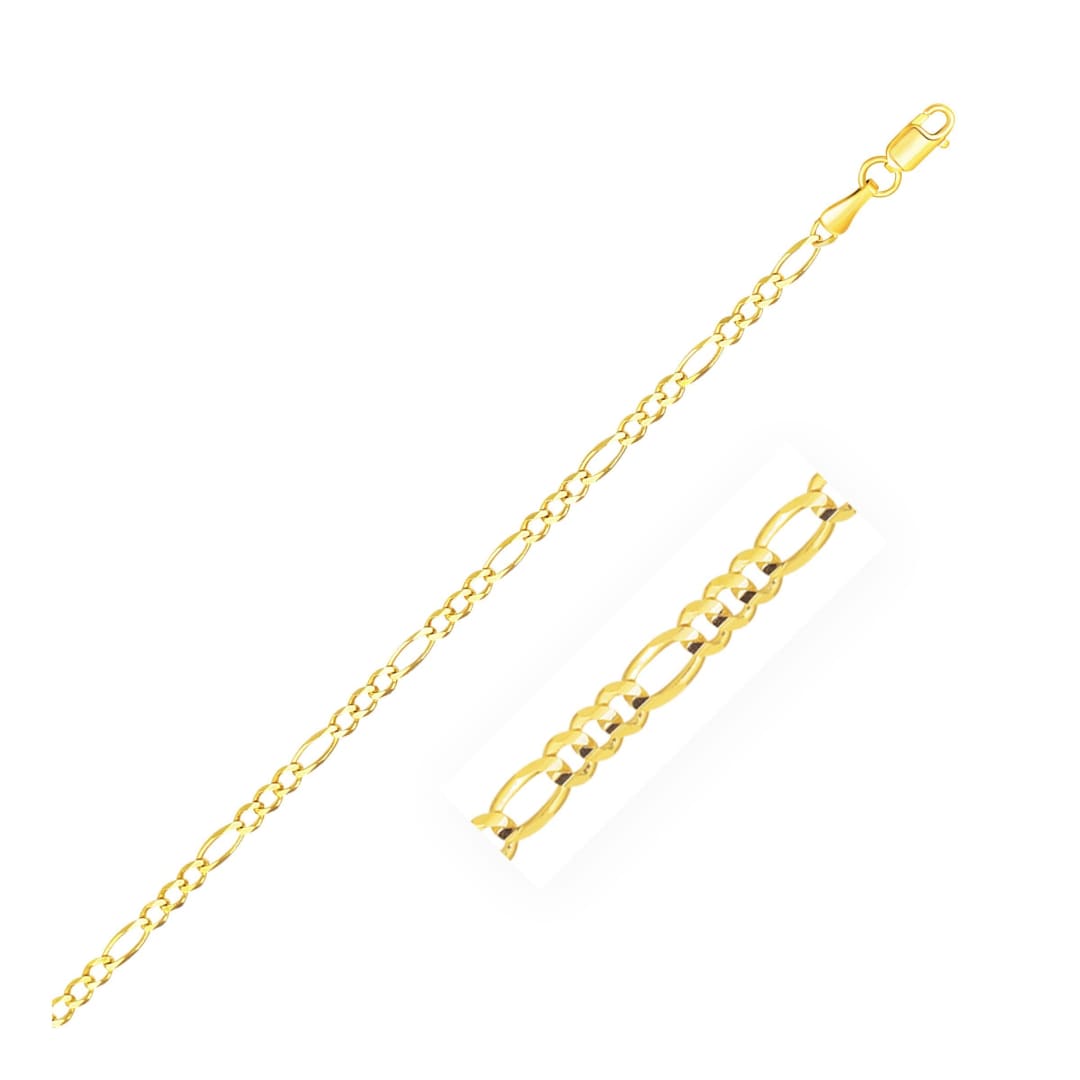 2.8mm 14k Yellow Gold Solid Figaro Chain | Richard Cannon Jewelry