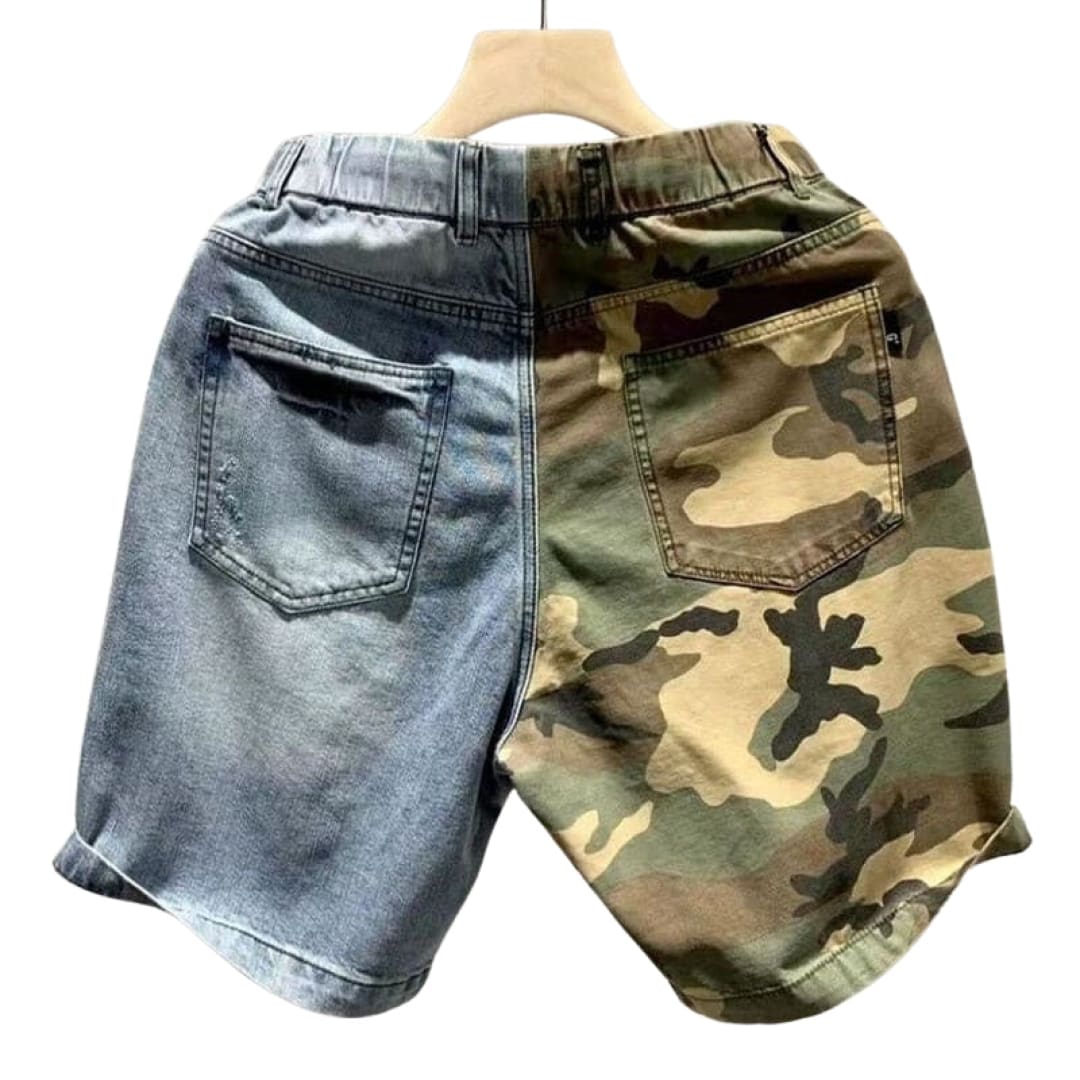 2 N 1 Camo Patchwork Jean Shorts | The Urban Clothing Shop™