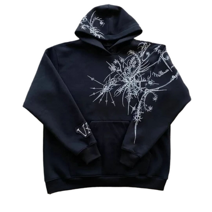 Spiked Threads: Y2K Gothic Punk Hoodie